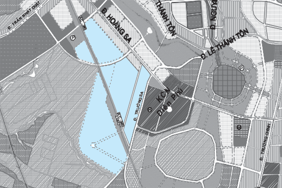 Khu dân cư mới là phần màu xanh thể hiện trên bản đồ.