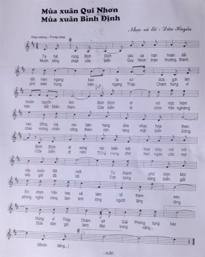 Bài hát "Mùa xuân Qui Nhơn, mùa xuân Bình Định". Bài hát "Mùa xuân Qui Nhơn, mùa xuân Bình Định".