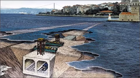 Hình vẽ mô phỏng vị trí và thiết kế của đường hầm Marmaray (Ảnh : Emlakwebtv)