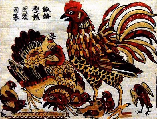 Tranh “Gà thư hùng”. Tranh “Gà thư hùng”.