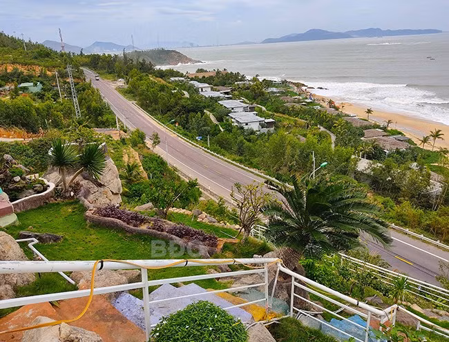 Từ trên quán cà phê Đồi hoa giấy mộng mơ ngắm cảnh đẹp bên dưới.