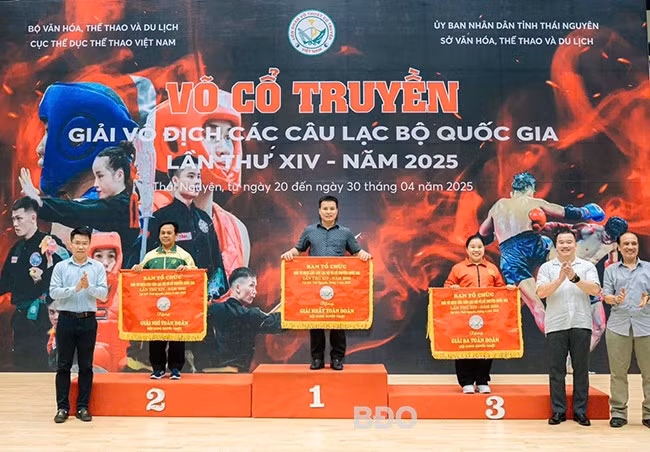 Đoàn Bình Định giành giải nhất toàn đoàn nội dung quyền thuật. Ảnh: ĐVCC