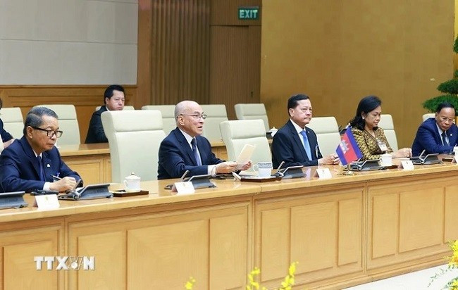 Quốc vương Campuchia Norodom Sihamoni phát biểu. (Ảnh: Dương Giang/TTXVN) Quốc vương Campuchia Norodom Sihamoni phát biểu. (Ảnh: Dương Giang/TTXVN)