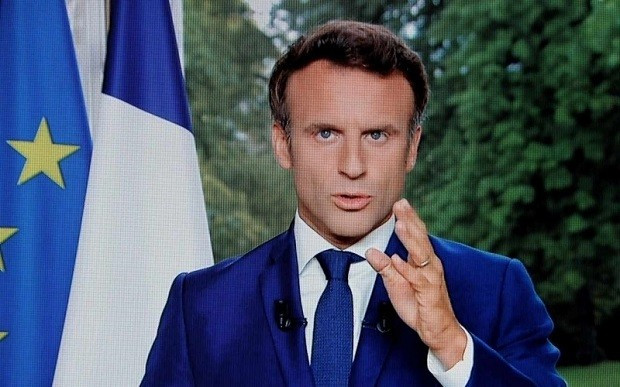 Tổng thống Pháp Macron phát biểu.