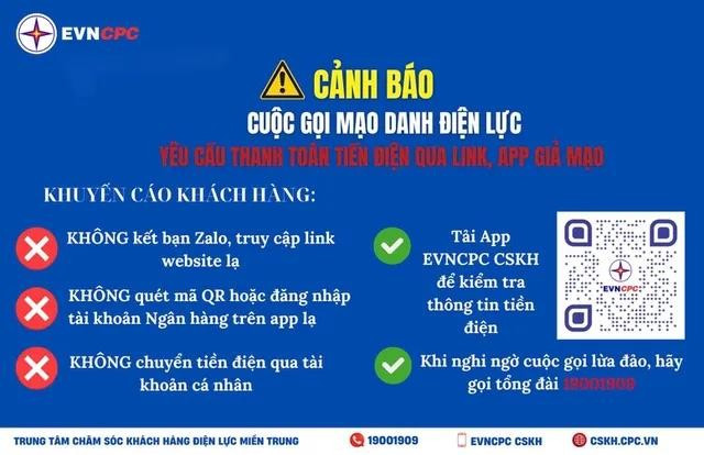 Cảnh báo lừa đảo thanh toán tiền điện qua app.