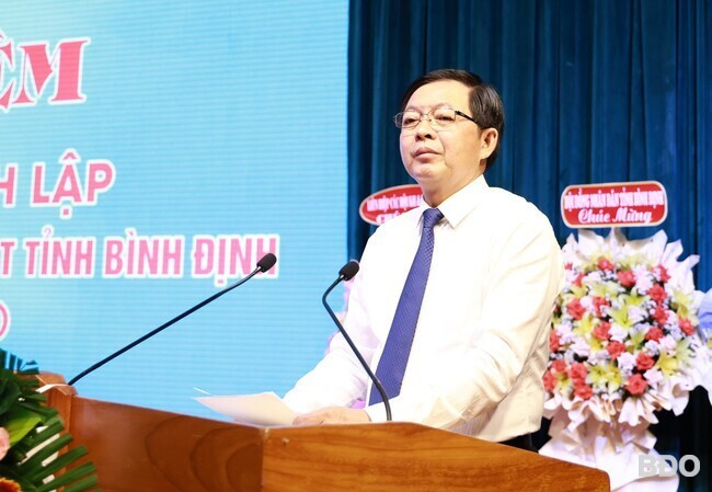 Bí thư Tỉnh ủy Hồ Quốc Dũng phát biểu tại buổi lễ. Ảnh: T.LỢI