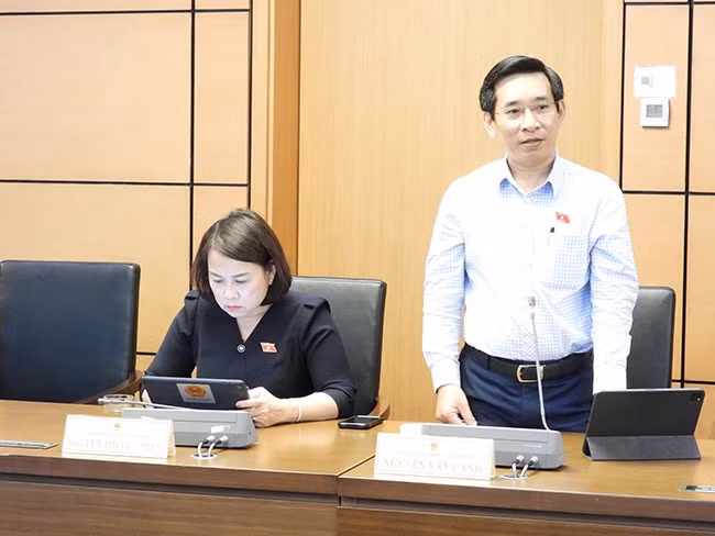 Đại biểu Nguyễn Văn Cảnh tham gia góp ý dự án Luật Công nghiệp công nghệ số. Ảnh Đoàn ĐBQH tỉnh.