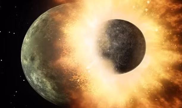 Vụ va chạm giữa Trái Đất và Theia. Ảnh: Universe Today.