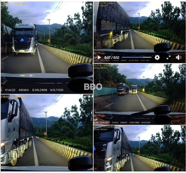 Hình ảnh và video clip do người dân cung cấp tố giác hành vi lấn làn nguy hiểm trên đường đèo. Ảnh: CACC