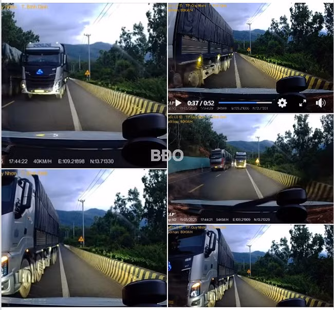 Hình ảnh và video clip do người dân cung cấp tố giác hành vi lấn làn nguy hiểm trên đường đèo. Ảnh: CACC