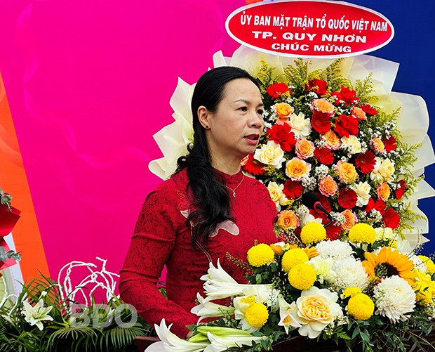 Chủ tịch Ủy ban MTTQ Việt Nam tỉnh Lê Bình Thanh phát biểu tại buổi lễ. Ảnh: D.Đ