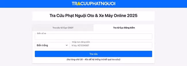 Lựa chọn hình thức: Tra từ Cục Đăng Kiểm