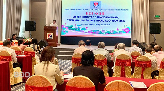 Hội Bảo trợ người khuyết tật và Bảo vệ quyền trẻ em tỉnh tổ chức Hội nghị sơ kết công tác 6 tháng đầu năm. Ảnh: Đ.T