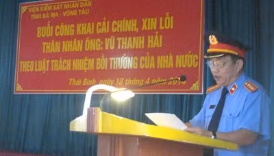 Đại diện VKSND tỉnh Bà Rịa-Vũng Tàu công khai xin lỗi thân nhân ông Vũ Thanh Hải.