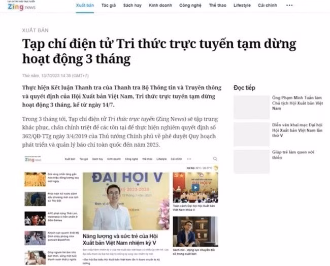 Thông báo tạm dừng hoạt động của Zing News Thông báo tạm dừng hoạt động của Zing News