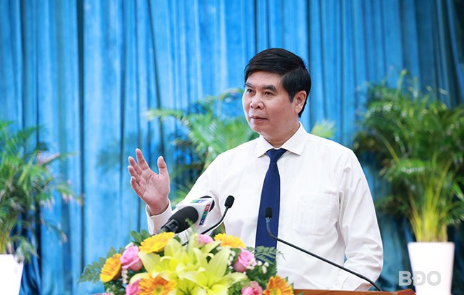 Phó Chủ tịch UBND tỉnh Lâm Hải Giang phát biểu kết luận Hội thảo. Ảnh: ĐOAN NGỌC