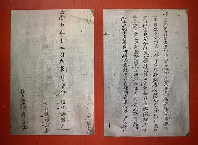 Văn khế bán nô tỳ ở phủ Quy Nhơn năm Gia Long thứ 7. Ảnh: NGUYỄN ĐĂNG VŨ