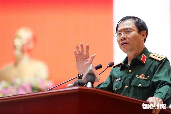 Đại tướng Nguyễn Tân Cương cho biết chỉ trong thời gian ngắn, chưa tới 20 tiếng kể từ khi được triển khai, giao nhiệm vụ, các cơ quan, đơn vị đã quán triệt, thực hiện đầy đủ, chu đáo mọi công tác chuẩn bị đến từng người để lên đường làm nhiệm vụ. Ảnh: NGUYỄN KHÁNH