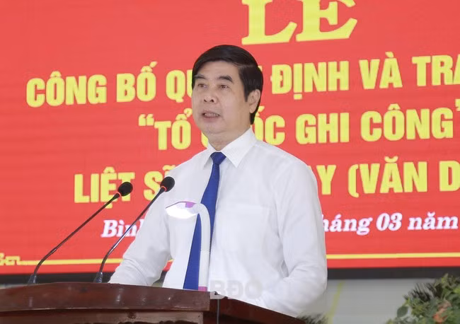 Phó Chủ tịch UBND tỉnh Lâm Hải Giang phát biểu tại buổi lễ. Ảnh: H.P