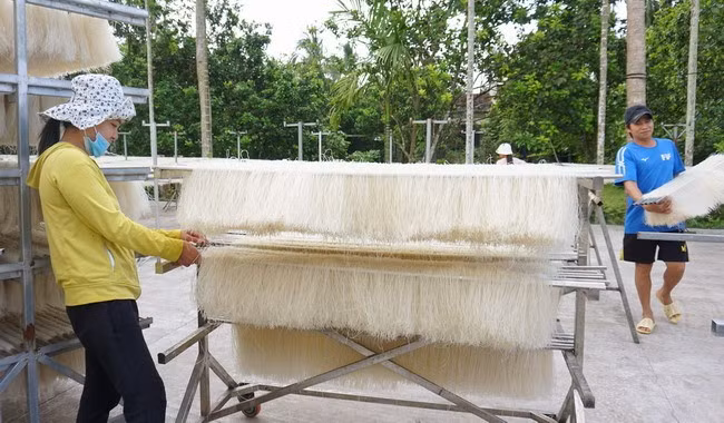 Hoạt động sản xuất tại cơ sở bún phở khô Phương Anh. Ảnh: THU DỊU