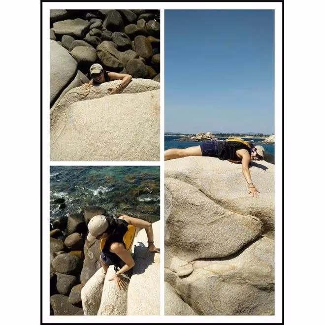 Một du khách thích thú trải nghiệm biển Quy Nhơn. Ảnh: Twitter @RealPilarLastra