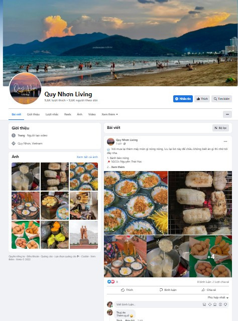 Facebook “Quy Nhơn Living” có hơn 9.600 lượt theo dõi.