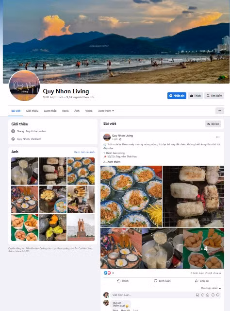 Facebook “Quy Nhơn Living” có hơn 9.600 lượt theo dõi.