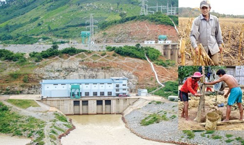 Nhà máy Thủy điện Buôn Tua Srah (Đắk Nông) (ảnh lớn), Nông dân mất mùa ở Tây Nguyên do hạn hán kéo dài (ảnh nhỏ trên), Người dân xã Song An, thị xã An Khê đào giếng lấy nước tưới cho vườn tược giữa mùa khô hạn (ảnh nhỏ dưới). Ảnh: Minh Quang -Thục Vy. Nhà máy Thủy điện Buôn Tua Srah (Đắk Nông) (ảnh lớn), Nông dân mất mùa ở Tây Nguyên do hạn hán kéo dài (ảnh nhỏ trên), Người dân xã Song An, thị xã An Khê đào giếng lấy nước tưới cho vườn tược giữa mùa khô hạn (ảnh nhỏ dưới). Ảnh: Minh Quang -Thục Vy.