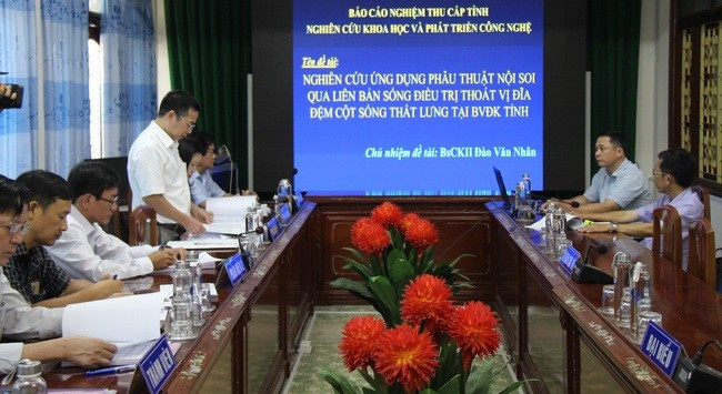 Quang cảnh Hội đồng KH&CN tỉnh tổ chức nghiệm thu đề tài. Ảnh: AN Quang cảnh Hội đồng KH&CN tỉnh tổ chức nghiệm thu đề tài. Ảnh: AN