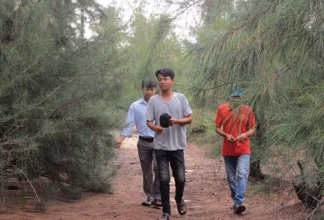 Ngành chức năng huyện Phù Mỹ cùng các hộ nhận khoán bảo vệ rừng thường xuyên tuần canh vào thời gian cao điểm nắng nóng. Ảnh: Đ. PHƯƠNG