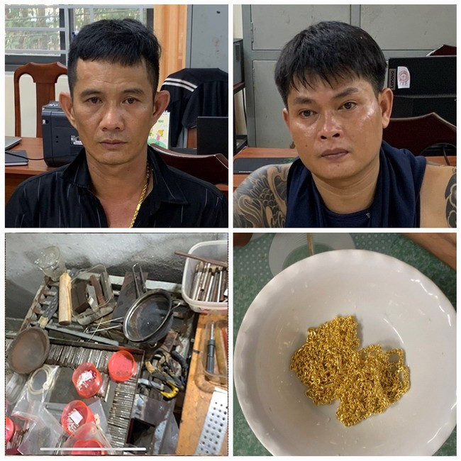 Phạm Thanh Toàn, Trần Quang Đạt (từ trái qua) và tang vật vụ án. Ảnh: Cơ quan CA cung cấp. Phạm Thanh Toàn, Trần Quang Đạt (từ trái qua) và tang vật vụ án. Ảnh: Cơ quan CA cung cấp.