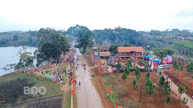 Ngày hội hoa đào năm 2025 ở xã Vĩnh Sơn. Ảnh: NGUYỄN DŨNG