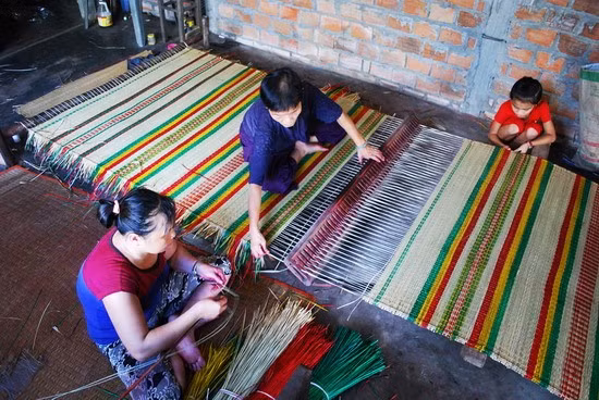 Hiện nay tại thôn Gia An Đông có nhiều hộ vẫn dệt chiếu theo phương thức truyền thống.