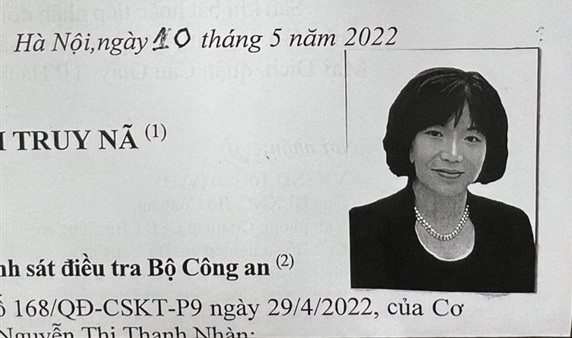 Cơ quan điều tra truy nã bị can Nguyễn Thị Thanh Nhàn.