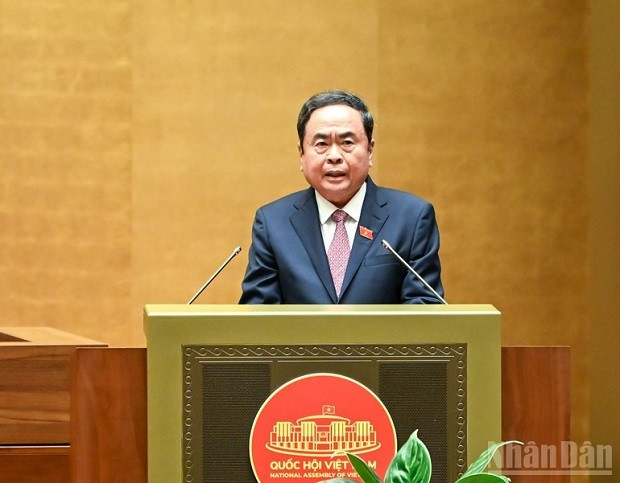 Chủ tịch Quốc hội Trần Thanh Mẫn phát biểu bế mạc Kỳ họp. (Ảnh: DUY LINH)