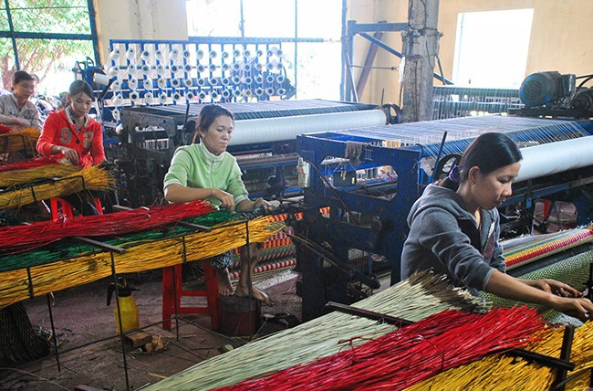 Cơ sở sản xuất chiếu cói tại làng nghề dệt chiếu cói Công Thạnh, Tam Quan Bắc. Ảnh: HẢI YẾN Cơ sở sản xuất chiếu cói tại làng nghề dệt chiếu cói Công Thạnh, Tam Quan Bắc. Ảnh: HẢI YẾN