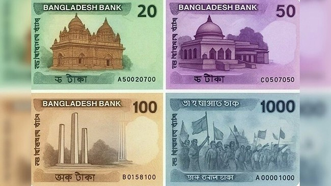 Hình ảnh Cố Tổng thống Sheikh Mujibur Rahman của Bangladesh được thay thế bởi những họa tiết mới - Ảnh: X