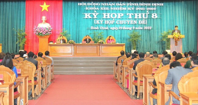 Quang cảnh kỳ họp thứ 8 HĐND tỉnh khóa XIII, nhiệm kỳ 2021 - 2026. Ảnh: HỒNG PHÚC Quang cảnh kỳ họp thứ 8 HĐND tỉnh khóa XIII, nhiệm kỳ 2021 - 2026. Ảnh: HỒNG PHÚC