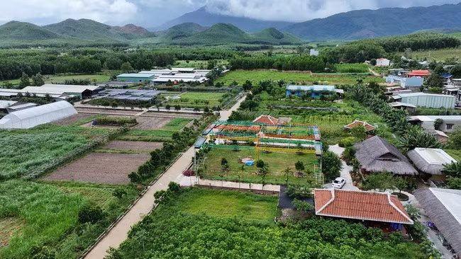 Mô hình trang trại hữu cơ tuần hoàn của Ca Organic Farm nhìn từ trên cao. Ảnh: Phan Tuấn Mô hình trang trại hữu cơ tuần hoàn của Ca Organic Farm nhìn từ trên cao. Ảnh: Phan Tuấn