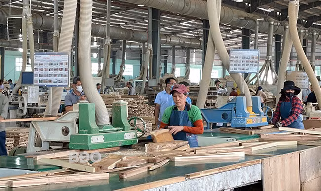 Công ty CP Công nghệ gỗ Đại Thành trang bị máy móc hiện đại trị giá hàng triệu USD để đáp ứng các tiêu chí xanh từ đối tác quốc tế. Ảnh: HẢI YẾN