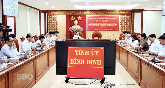 Quang cảnh Hội nghị tại điểm cầu tỉnh Bình Định. Ảnh: N.M. Quang cảnh Hội nghị tại điểm cầu tỉnh Bình Định. Ảnh: N.M.