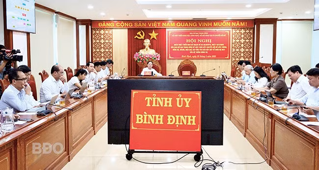 Quang cảnh Hội nghị tại điểm cầu tỉnh Bình Định. Ảnh: N.M.