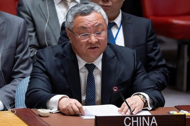 Đại sứ Trung Quốc tại Liên Hợp Quốc Phó Thông chỉ trích hành động quân sự của Mỹ nhằm vào Iran tại Hội đồng Bảo an Liên Hợp Quốc. Ảnh Reuters Đại sứ Trung Quốc tại Liên Hợp Quốc Phó Thông chỉ trích hành động quân sự của Mỹ nhằm vào Iran tại Hội đồng Bảo an Liên Hợp Quốc. Ảnh Reuters