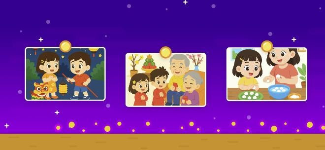 Bối cảnh bài học là những tình huống, không gian gần gũi với trẻ em Việt Nam