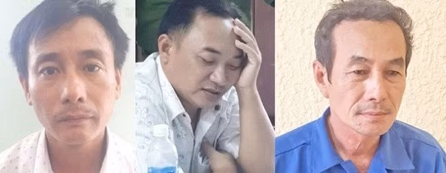 Bị can Trần Hải Âu, Phạm Hoàng Huynh và Nguyễn Bửu. (Ảnh: Việt Tường)