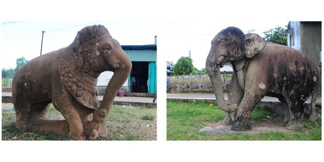 Cặp tượng voi đá thành Đồ Bàn đã được công nhận bảo vật quốc gia. Ảnh: NGỌC NHUẬN