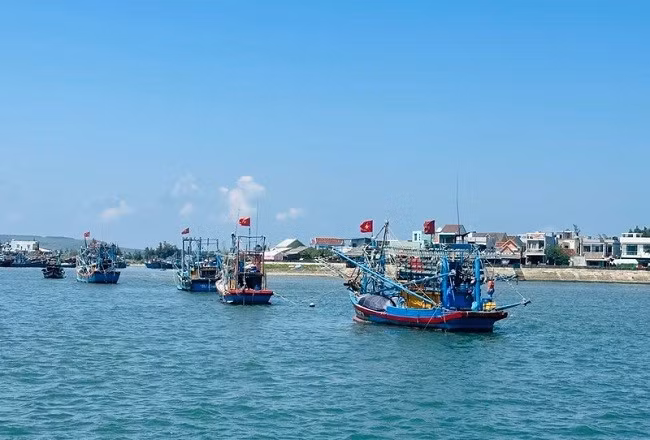 Tàu thuyền ngư dân vùng biển xã Bình Châu, huyện Bình Sơn, tỉnh Quảng Ngãi xuất hành đánh bắt khơi xa. Tàu thuyền ngư dân vùng biển xã Bình Châu, huyện Bình Sơn, tỉnh Quảng Ngãi xuất hành đánh bắt khơi xa.
