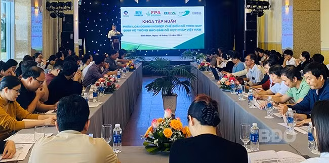 Khóa tập huấn thu hút đa số DN ngành gỗ trên địa bàn tỉnh tham gia. Ảnh: N.N