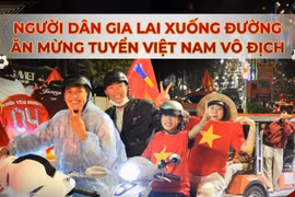 Người dân Gia Lai xuống đường ăn mừng tuyển Việt Nam vô địch