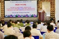 Quang cảnh buổi tập huấn kiến thức pháp luật và kỹ năng phổ biến, giáo dục pháp luật cho hơn 350 báo cáo viên cấp tỉnh.